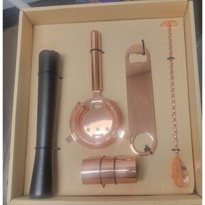 Root7 Essential Bar 5-Piece Tool Set Copper Finish With Bar Blade Double Jigger